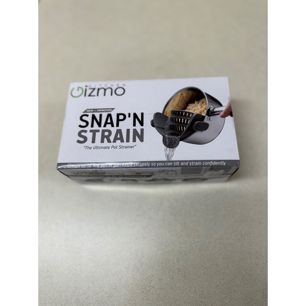 Kitchen Gizmo Snap N Strain New Improved Universal Pot Pan Strainer Gray